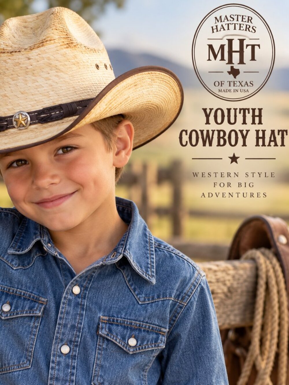 NWT: Youth Master Hatters of Texas Straw Cowboy Hat